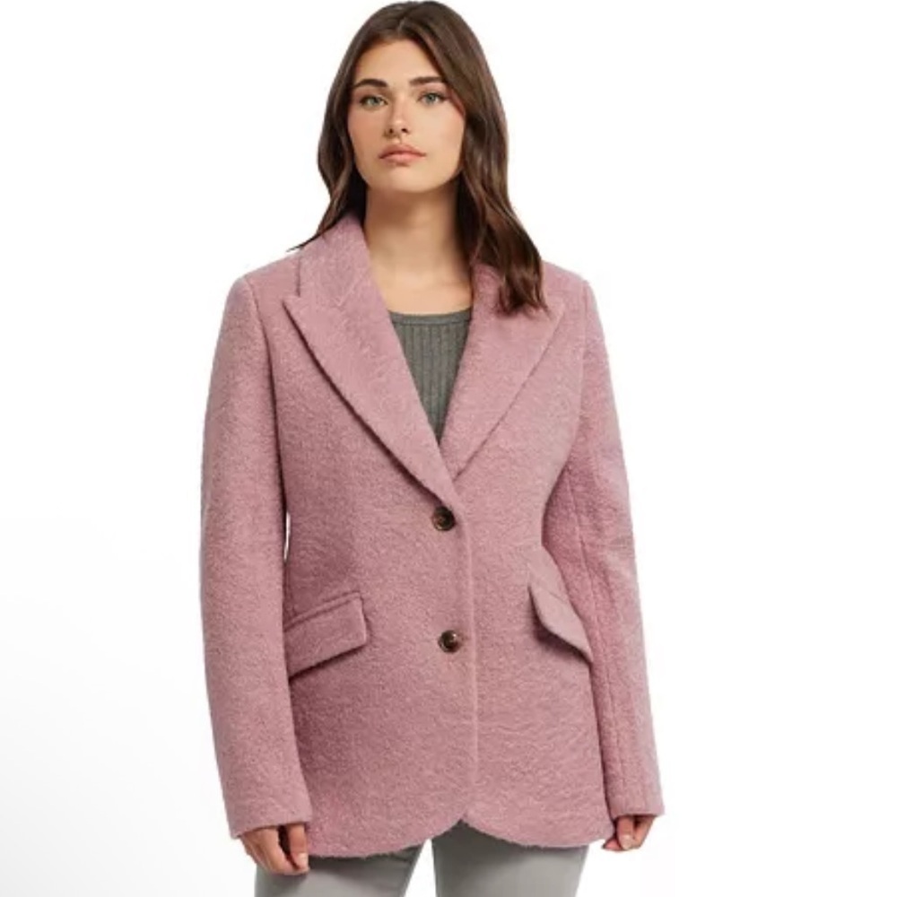 🆕 Ellen Tracy Women's Wave Boucle Tailored Coat Pink